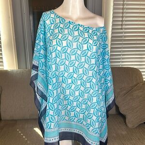 Talbots cotton silk Blend lightweight poncho blouse almost sheer NWT 2X